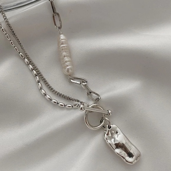 NEW 925 STERLING SILVER IRREGULAR PEAR NECKLACE, NICE NECKLACE, CUTE NECKLACE - Picture 5 of 6
